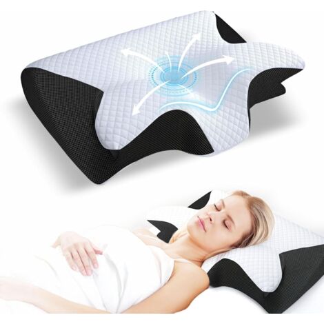 Oreiller ergonomique en mousse à mémoire de forme, Coussin de soutien pour dormeurs sur le dos et sur le ventre – Conçu pour les dormeurs sur le côté avec maintien des épaules, du dos et de la nuque (1/4)