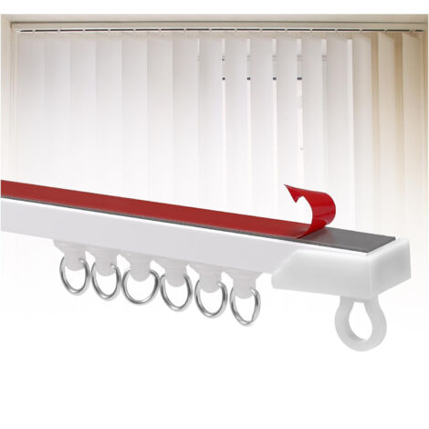 Rail à rideaux, rail à rideaux adhésif pour plafond, rail à rideaux découpable, sans perçage, non pliable, adapté aux camping-cars, aux fenêtres, au salon et à la chambre à coucher, 2.5 m (1/4)