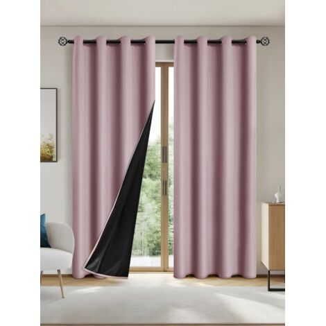 Lot de 2 Rideaux Occultants 132x213cm - Isolation Thermique et Protection Solaire, Pour Chambre et Salon (1/5)