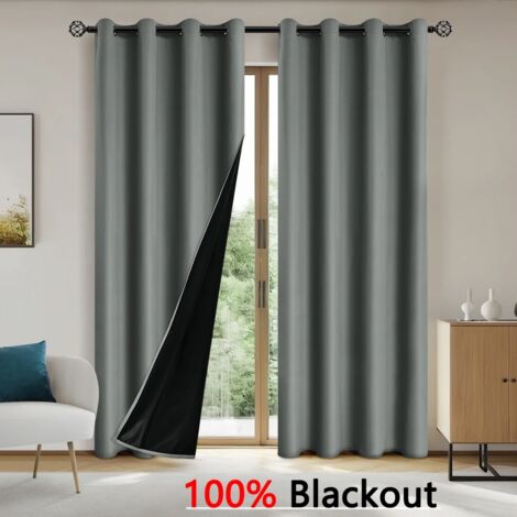 Lot de 2 Rideaux Occultants 132x213cm - Isolation Thermique et Protection Solaire, Pour Chambre et Salon (1/5)