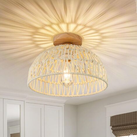 Plafonnier en rotin, lustre bohème, suspension tissée main, lustre de style wabi-sabi pour maison de campagne, chambre, couloir, entrée, cuisine