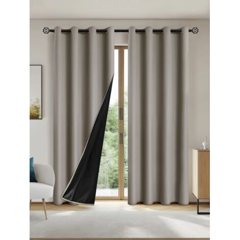 Lot de 2 Rideaux Occultants 132x213cm - Isolation Thermique et Protection Solaire, Pour Chambre et Salon (1/5)