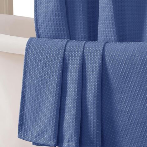 Rideau Douche Gaufre Imperméable 180x200cm 12 Crochets Plastique Lavable pour Salle de Bain (1/5)