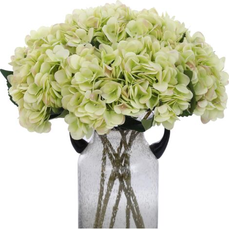 Hortensias Artificiels, Vert, Lot De 5, Bouquets Décoratifs Pour La Maison, Les Mariages Et Les Fêtes, Décoration D'intérieur