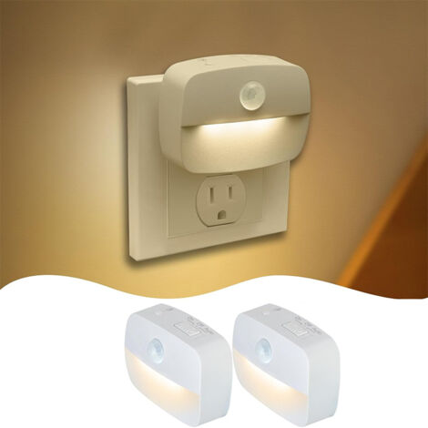 Lot de 2 veilleuses intelligentes à détecteur de mouvement, Intensité lumineuse réglable, 3 modes d’éclairage – Idéal pour chambre, toilettes, couloir, cuisine (1/5)