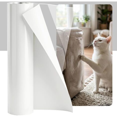 Protection de meubles anti-griffures pour chats, Film transparent autocollant renforcé – Découpable sur mesure – Protège canapés, murs et meubles – Dimensions 30 x 300 cm