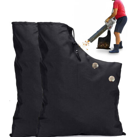 Lot de 2 sacs de remplacement pour souffleur de feuilles, Sac de ramassage de feuilles avec fermeture éclair et trous d‘aération – Réutilisable, compatible avec la plupart des souffleurs et aspirateur (1/5)