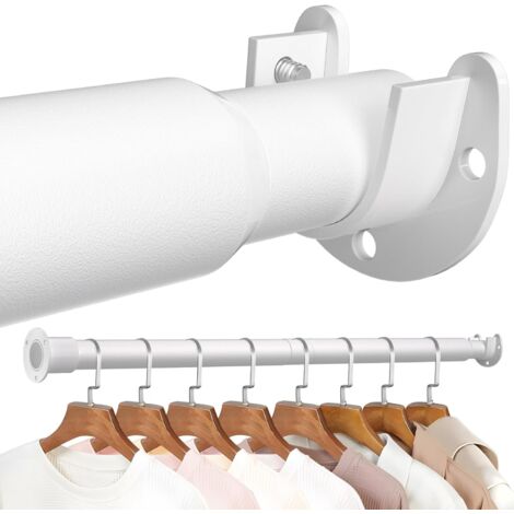 Barre de penderie télescopique réglable de 43 cm à 178 cm, Installation avec perçage – Idéale pour placard de chambre, buanderie, camping-car, matériau métallique (1/5)