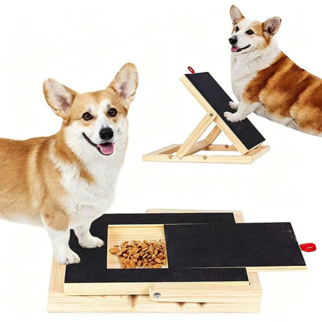 Planche à griffes pour chien avec tiroir à friandises, Râpe à griffes durable en bois – Réglable, adaptée à toutes les races (1/5)