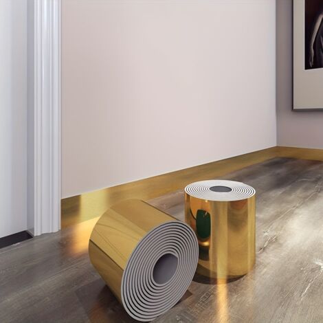 Plinthe autocollante effet miroir, Bande murale à découper – 10 cm x 500 cm – Papier peint peel-and-stick, étanche – Pour salle de bain, cuisine, chambre