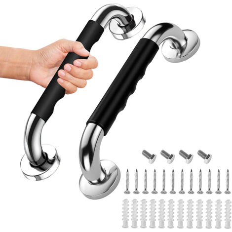 Lot de 2 poignées de sécurité pour baignoire et douche, Barres d’appui antidérapantes en acier inoxydable – Adaptées aux personnes âgées et handicapées, 30cm (1/4)