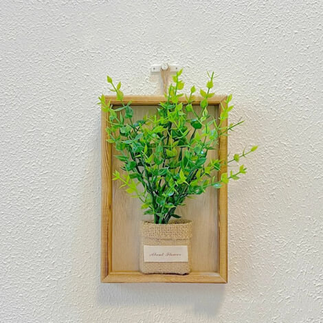 Décoration murale suspendue en plantes artificielles, Cadre en bois Idéal pour salon, cuisine, salle de bain, chambre, bureau à domicile