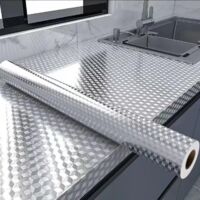 Kitchen Waterproof and Fire-Resistant Aluminum Foil Sticker, 40cm × 3m Oil-resistant and heat-resistant self-adhesive film, easy to clean Ideal for splashbacks, drawers, and countertops