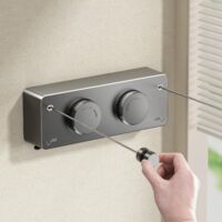 Corde à linge extérieure rétractable, corde à linge murale intérieure pour balcon, conception à double corde, corde en acier inoxydable-4,2 M (double ligne-gris)