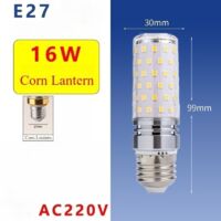 2 Ampoules LED maïs argentées de 16 W - Ampoules LED E27, Lumière blanche, 85-265 V CA, 1 600 lm, pour l'éclairage intérieur domestique