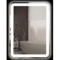 Bad Spiegel LED de 50 x 70 cm, avec 3 couleurs de lumière et bouton tactile. Classement IP44. Fonction anti-buée automatique. Fonction mémoire. Verre dur en argent.