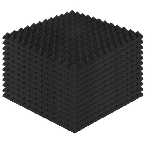Lot de 12 Panneaux de Mousse Acoustique Pyramidale - 30x30x2,5 cm - Mousse Insonorisante Ignifuge pour Studio d'Enregistrement, Home Cinéma, Salle de Podcast et Gaming - Noir