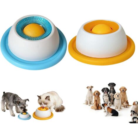 Lot de 2 jouets à lécher pour chiens, gamelle à lécher, balle à lécher, nourriture humide, tapis à lécher antidérapant, gamelle avec balle rotative intégrée, jouets à lécher pour chiens, chats et chio