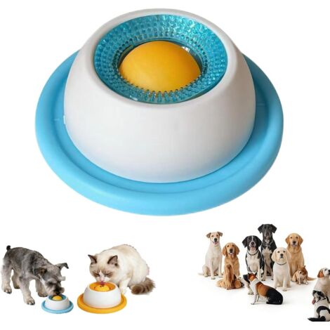 Jouets à lécher pour chiens bleus, gamelle à lécher, balle à lécher, nourriture humide, tapis à lécher antidérapant, gamelle avec balle rotative intégrée, jouets à lécher pour chiens, chats et chiots