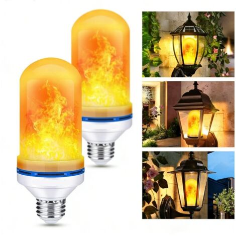 Lot de deux ampoules à flamme LED, ampoule scintillante en mode quadruple, ampoule à flamme de base pour la décoration extérieure (1/5)
