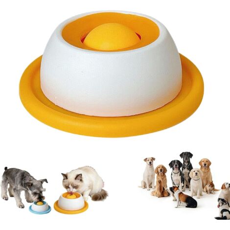 Jouets à lécher pour chiens jaunes, gamelle à lécher, balle à lécher, nourriture humide, tapis à lécher antidérapant, gamelle avec balle rotative intégrée, jouets à lécher pour chiens, chats et chiots