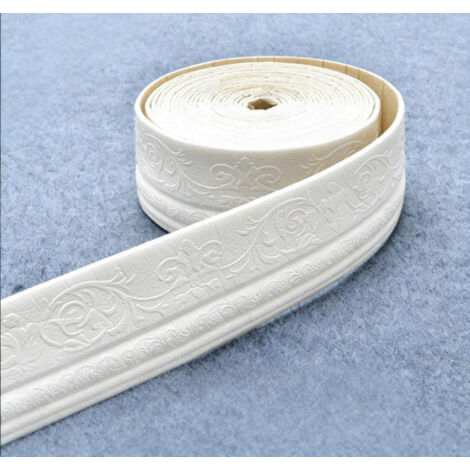 Autocollant mural de ligne de base auto-adhésif blanc, ligne de taille décorative en PVC, imperméable et antisalissure au bas du mur (1/5)