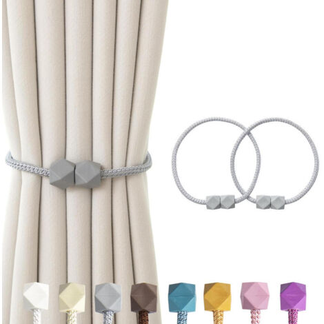 Attaches de Rideaux Magnétiques Cubes Modernes - Lot de 2, Fixation Sûre et Ajustable pour Tous Types de Rideaux (1/5)