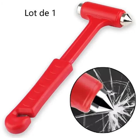 Lot de 1 Marteaux de Sécurité Véhicule, Casse-Vitre d'Urgence avec Coupe-Ceinture, Accessoire Indispensable pour Bus, Camions et Voitures Particulières (1/5)