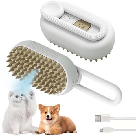Brosse à vapeur blanche pour animaux de compagnie, avec poignée pliante, brosse à vapeur Rechargeable pour l'épilation et le Massage (1/5)