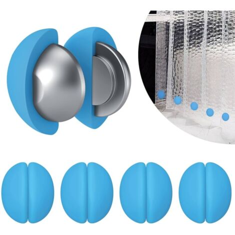 4 Paires d'aimants puissants pour rideau de douche - Revêtement en silicone anti-rayure, résistant à l'eau et anti-vent (1/5)
