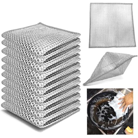 Dix morceaux de torchons en fil métallique, adaptés à une utilisation humide et sèche, adaptés au nettoyage de la cuisine (1/5)