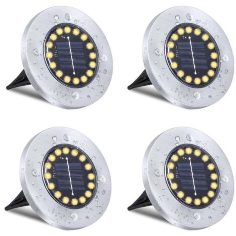 Lampes solaires de sol, lampes solaires étanches pour jardin extérieur, lampes de sol haute luminosité, adaptées à l'éclairage paysager des canaux, cours, pelouses, patios et allées (4 ensembles, 12 L