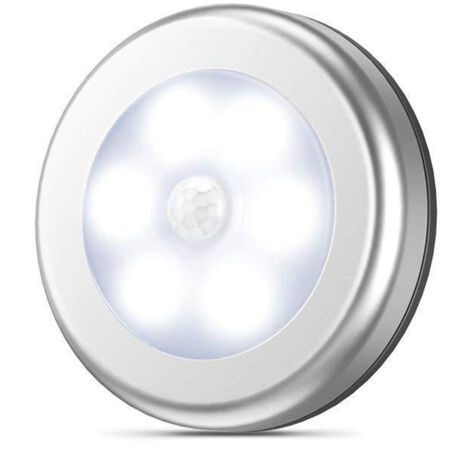 Veilleuse LED argentée à lumière blanche froide, alimentée par piles, capteur de mouvement intégré – veilleuse intelligente pour couloir, placard et passage (1/5)