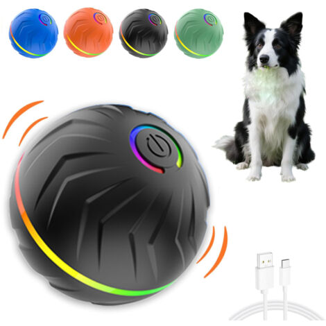 Balle interactive pour chien, se déplaçant, rebondissant et tournant automatiquement, balle mobile pour chiens de petite, moyenne et grande taille, Noire
