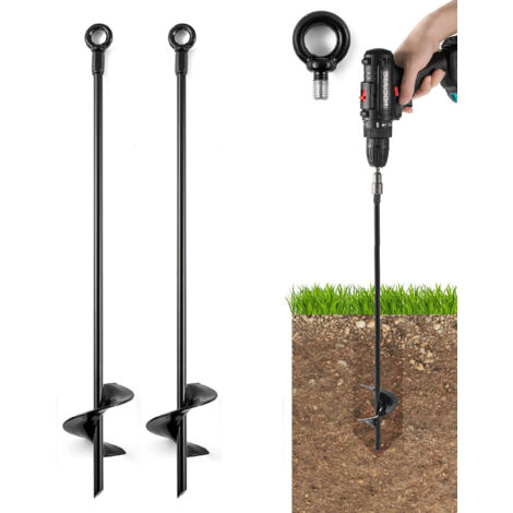 2 pièces 46 cm ancrages au sol, piquets au sol avec fixation à vis pour mobil-homes, balançoires, tentes, abris de voiture et abris de jardin
