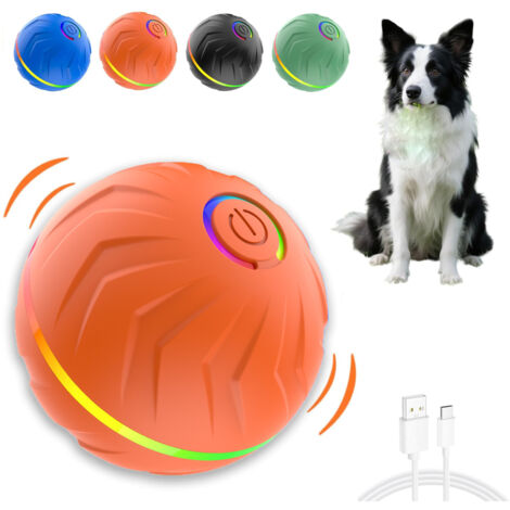 Balle interactive pour chien, se déplaçant, rebondissant et tournant automatiquement, balle mobile pour chiens de petite, moyenne et grande taille, Orange
