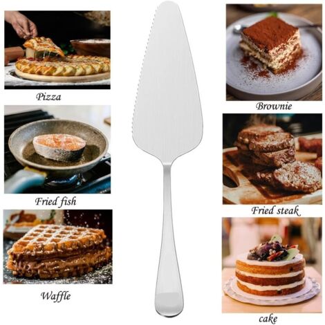 Thick titanium-plated stainless steel cake spatula, triangular pizza cutter with teeth (1/5)