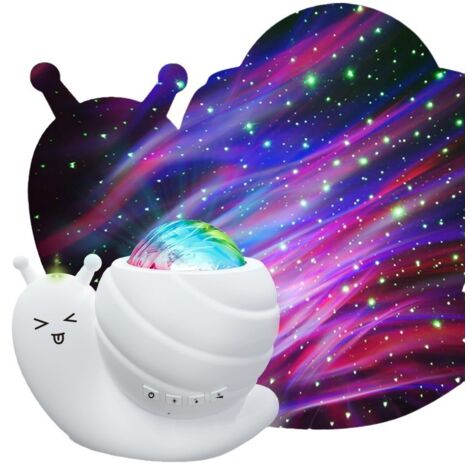 Projecteur d'étoiles escargot blanc Bluetooth, alimenté par USB, avec télécommande, lampe d'ambiance pour chambre à coucher et enceinte Bluetooth (1/5)