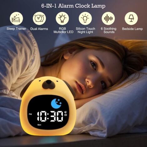 Réveil Chiot Labrador Mignon – Écran LED 7 Couleurs, Affichage Heure/Date/Température – Petite Horloge De Voyage Pour Chambre