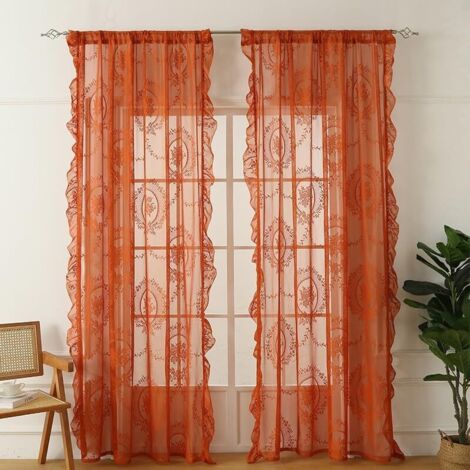Rideaux en dentelle décorative pour cuisine, salon, chambre, décoration intérieure, 140 x 200 cm, 2 panneaux (1/5)