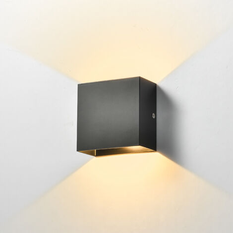 Applique Murale LED 6W Dimmable Intérieur, Lumière Blanche Chaude 3000K, Boîtier Carrée Noir en Aluminium, Éclairage Moderne pour Chambre, Salon, Couloir