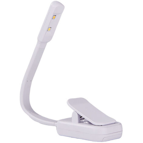 Lampe de Lecture LED Minimaliste Blanche à Pince, Veilleuse Portative Protection des Yeux, Alimentée par Piles AAA