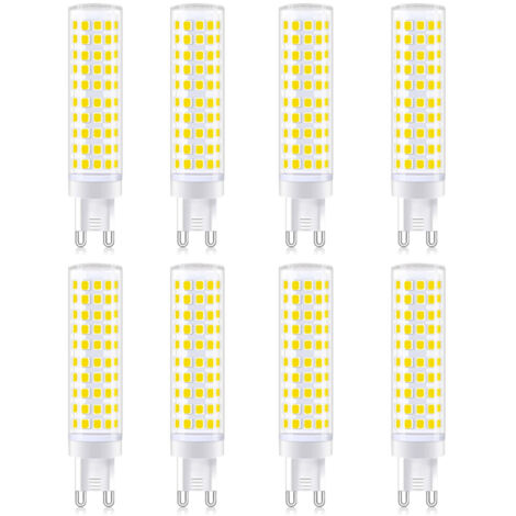 Lot de 8 ampoules G9 12 W, lumière neutre 4000 K, 1100 lm, sans scintillement, angle de diffusion de 360°, pour chambre, salon et éclairage domestique