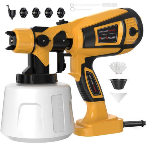 Pistolet de peinture électrique haute pression jaune, norme UE, portable pour peinture latex et formaldéhyde, outil de pulvérisation domestique avec buse en cuivre et débit réglable (1/5)