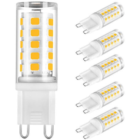 Lot de 5 ampoules LED G9, lumière blanche 6000K, 230V, sans scintillement et économes en énergie, remplacement pour lustres en cristal, lampes suspendues et lampes de table, éclairage domestique (1/5)