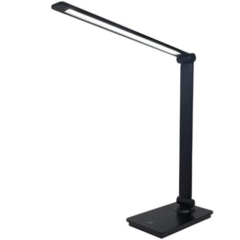 Lampe de bureau LED noire à intensité réglable (3 niveaux) via USB, lumière blanche, lampe de protection oculaire pour maquillage des cils et maquillage permanent