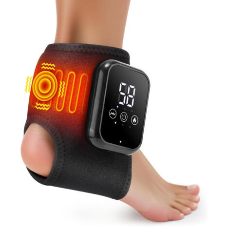 Appareil de massage pour cheville noir, lot de 1, avec chaleur et vibration sans fil, 3 niveaux de température, arrêt automatique après 15min, appareil de thérapie thermique rechargeable pour pieds (1/5)
