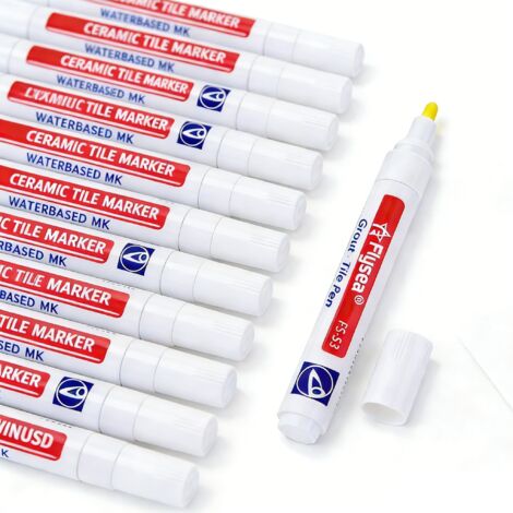 Stylo à calfeutrer pour carrelage blanc, 10 pièces, utilisé pour réparer les interstices des carreaux dans les cuisines et les salles de bains, anti-moisissure (1/5)