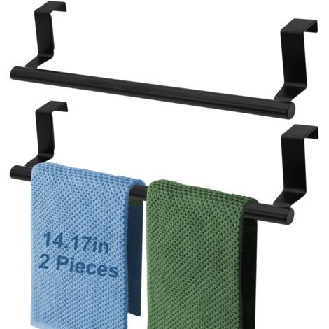 Lot de 2 porte-serviettes à suspendre à une porte de placard,36 cm barre porte-serviettes en acier inoxydable, coussinet de protection en mousse EVA (1/5)