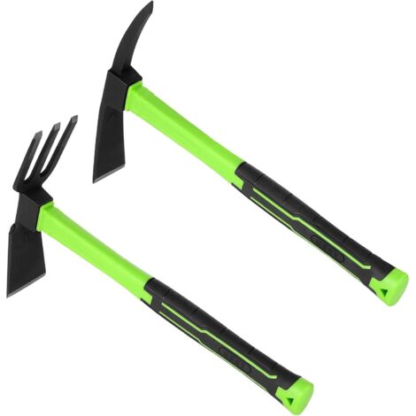 Lot de 2 Houes et Râteaux de Jardin - Cultivateur Manuel Pique Multifonction, Manche Antidérapant pour Jardin et Potager (1/5)